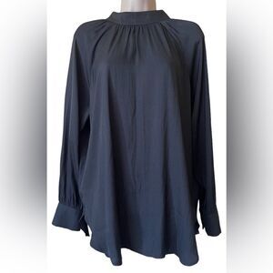 LOFT Black sheer blouse size M Neck line detail
